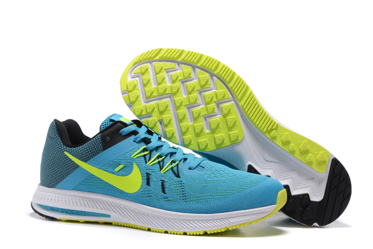 Nike Zoom Winflo II Blue Fluorscent Green Running Shoes - Click Image to Close